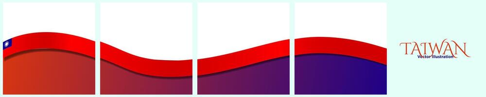 Set of Continuous Taiwanese Flag Template Frames. Set of Taiwan carousel ad Flag layout templates. Social Media template with flag of Taiwan. Editable Illustration. vector