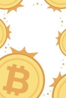Bitcoin frame. Golden cryptocurrency bit coin. Electronic money symbol. Blockchain bitcoin border. vector