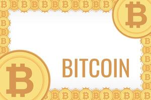 Bitcoin frame. Golden cryptocurrency bit coin. Electronic money symbol. Blockchain bitcoin border. vector