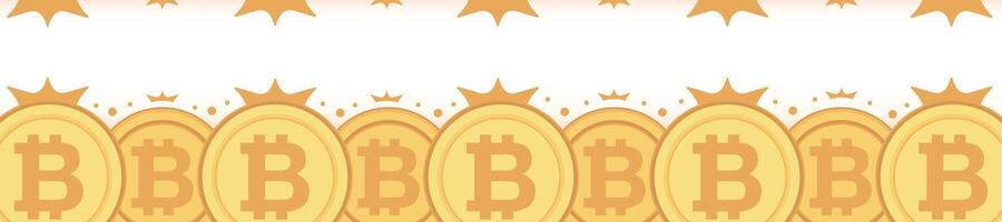 Bitcoin frame. Golden cryptocurrency bit coin. Electronic money symbol. Blockchain bitcoin border. vector
