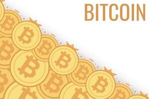Bitcoin frame. Golden cryptocurrency bit coin. Electronic money symbol. Blockchain bitcoin border. vector
