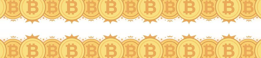 Bitcoin frame. Golden cryptocurrency bit coin. Electronic money symbol. Blockchain bitcoin border. vector