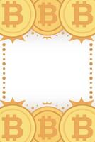 Bitcoin frame. Golden cryptocurrency bit coin. Electronic money symbol. Blockchain bitcoin border. vector