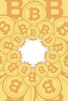 Bitcoin frame. Golden cryptocurrency bit coin. Electronic money symbol. Blockchain bitcoin border. vector
