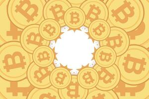 Bitcoin frame. Golden cryptocurrency bit coin. Electronic money symbol. Blockchain bitcoin border. vector