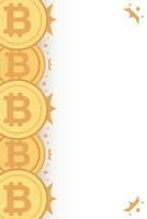 Bitcoin frame. Golden cryptocurrency bit coin. Electronic money symbol. Blockchain bitcoin border. vector