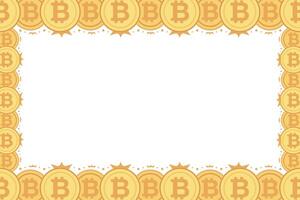Bitcoin frame. Golden cryptocurrency bit coin. Electronic money symbol. Blockchain bitcoin border. vector