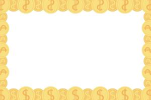Frame of gold coins dollar cents. Realistic money seamless border coin gold vector