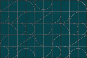 Art deco linear pattern drawing in linear style on green blue background vector