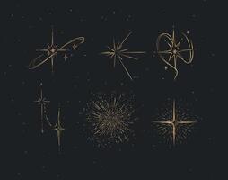 Different states of stars drawing in graphic style on brown background vector