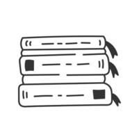 Stack of books with bookmarks Doodle Icon vector