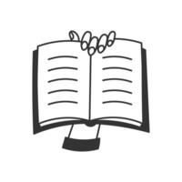 Hand Gesture Holding Open Book Doodle Icon vector