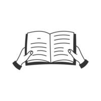 Two Hands Holding Open Book Doodle Icon vector