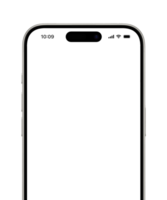 Latest modern smartphone mockup with blank transparent screen. Realistic style mobile phone mock up of front view with Cellular icon, date and notch top bar png