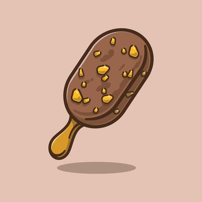 Chocolate Ice Cream Stick Cartoon . Food and Beverages Illustration Theme.