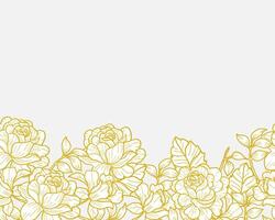 Hand Drawn Gold Rose and Leaves Background vector