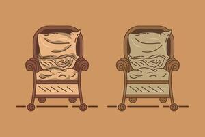 Illustration of a classic chair in two brown color variants on a brown background vector