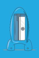 Illustration of a blue pencil sharpener on a sky blue background vector