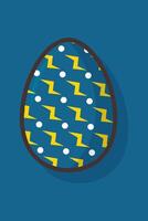 Illustration of blue easter egg with lightning pattern on blue background vector