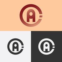 Letter a logo design with circle in 3 color options vector