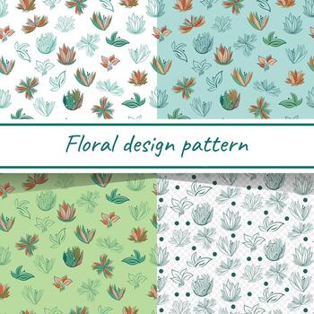 floral ilustración diseño modelo con 4 4 modelo variantes vector