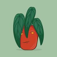 Red pot character illustration with charming elegant expression vector
