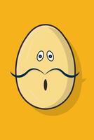 Illustration of egg character with thin mustache on orange background vector