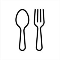 Spoon and fork line icon isolated on white background. vector