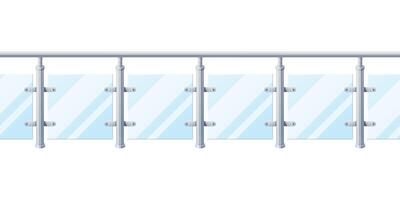 Glass fence with banisters isolated on white background. vector