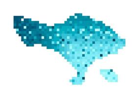 isolated geometric illustration with simple icy blue shape of Bali and Nusa Penida, , Indonesia map. Pixel art style for NFT template. Dotted logo with gradient texture for design on white background vector