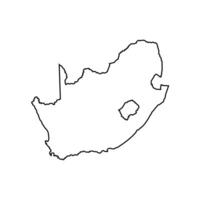 isolated simplified illustration icon with black line silhouette of South Africa map. White background vector
