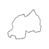 isolated simplified illustration icon with black line silhouette of Rwanda map. White background vector