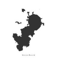 isolated illustration with simplified dark grey shape of Moscow map, Russian capital, according project of expansion of territory New big Moscow in 2011. White background vector