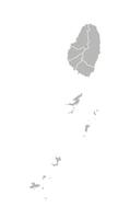 isolated illustration of simplified administrative map of Saint Vincent and the Grenadines. Borders and names of the parishes, regions. Grey silhouettes. White outline vector