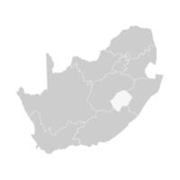 isolated illustration of simplified administrative map of South Africa. Borders of the provinces, regions. Grey silhouettes. White outline. vector
