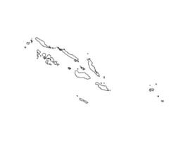 isolated simplified illustration icon with black line silhouette of Solomon Islands map. White background vector