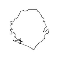 isolated simplified illustration icon with black line silhouette of Sierra Leone map. White background vector