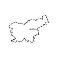 isolated simplified illustration icon with black line silhouette of Slovenia map. White background vector