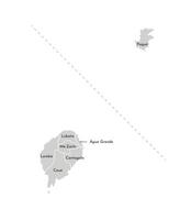 isolated illustration of simplified administrative map of Sao Tome and Principe. Borders and names of the districts, regions. Grey silhouettes. White outline vector