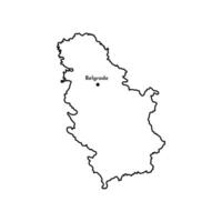 isolated simplified illustration icon with black line silhouette of Serbia map. White background vector