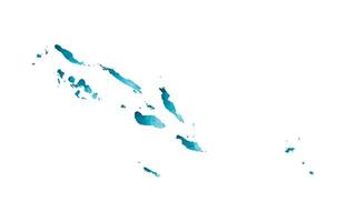 isolated illustration icon with simplified blue silhouette of Solomon Islands map. Polygonal geometric style, triangular shapes. White background. vector