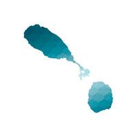 isolated illustration icon with simplified blue silhouette of Saint Kitts and Nevis map. Polygonal geometric style. White background. vector