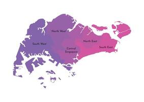 isolated illustration of simplified administrative map of Singapore. Borders and names of the regions. Multi colored silhouettes. vector