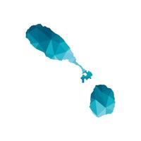 isolated illustration icon with simplified blue silhouette of Saint Kitts and Nevis map. Polygonal geometric style, triangular shapes. White background. vector