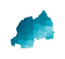isolated illustration icon with simplified blue silhouette of Republic of Rwanda map. Polygonal geometric style, triangular shapes. White background. vector