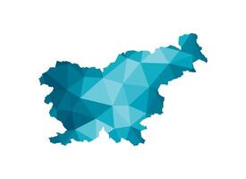 isolated illustration icon with simplified blue silhouette of Republic of Slovenia map. Polygonal geometric style, triangular shapes. White background. vector