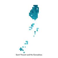 isolated geometric illustration with simple icy blue shape of Saint Vincent and the Grenadines map. Pixel art style for NFT template. Dotted logo with gradient texture vector