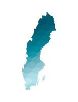 isolated illustration icon with simplified blue silhouette of Sweden map. Polygonal geometric style. White background. vector