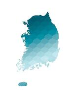 isolated illustration icon with simplified blue silhouette of South Korea map. Polygonal geometric style. White background. vector