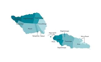 isolated illustration of simplified administrative map of Samoa. Borders and names of the districts, regions. Colorful blue khaki silhouettes vector